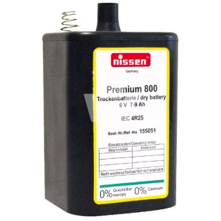 Nissen Premium 800 - 6V / 7-9Ah 4R25 6V-Block, Trockenbatterie - ohne Quecksilber und Cadmium
