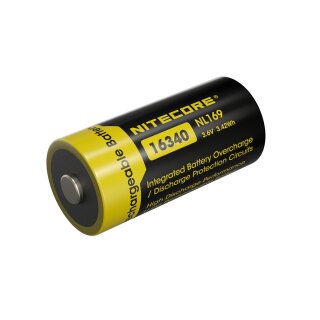 NiteCore CR123A 16340 Li-Ion Akku 950mAH NL169