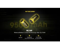 NiteCore CR123A 16340 Li-Ion Akku 950mAH NL169